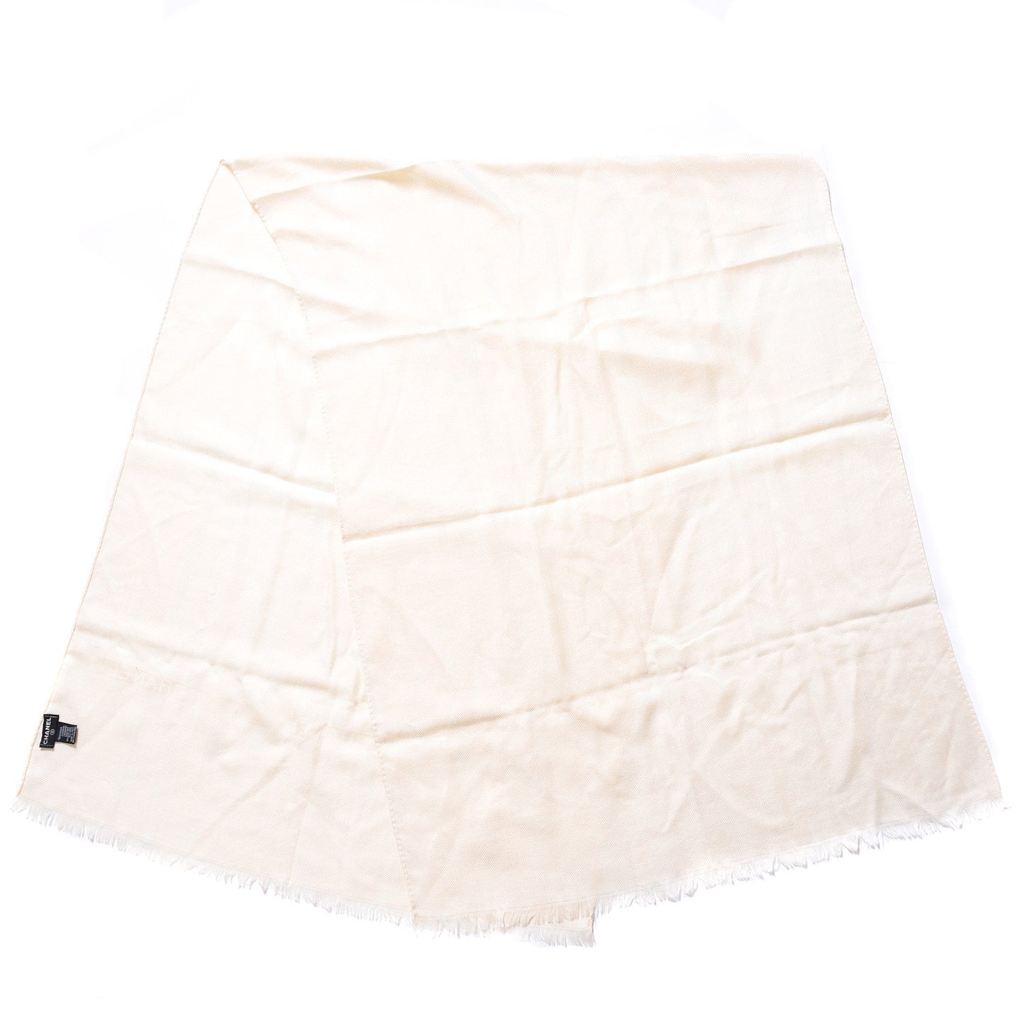 Cashmere Silk Fringe Scarf Off White