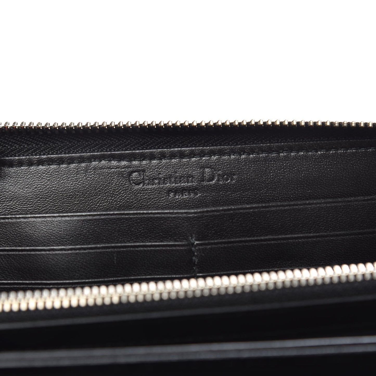Lambskin Cannage Lady Dior Zip Wallet Black