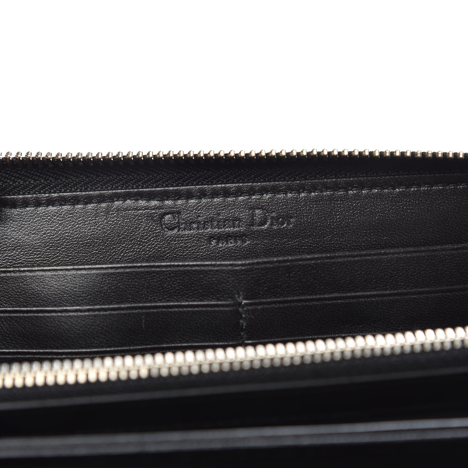 Christian Dior Lambskin Cannage Lady Dior Zip Wallet Black 6 of 12