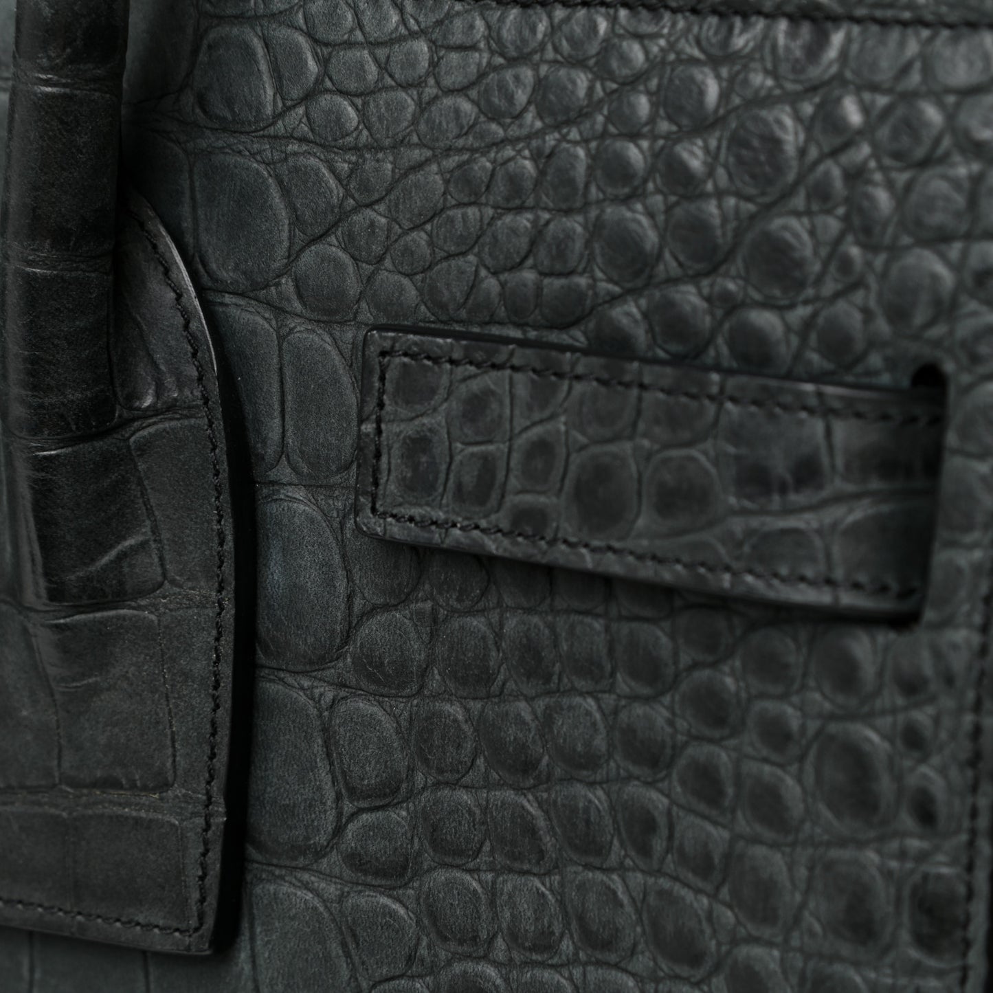 Calfskin Crocodile Embossed Small Sac De Jour Dusty Black