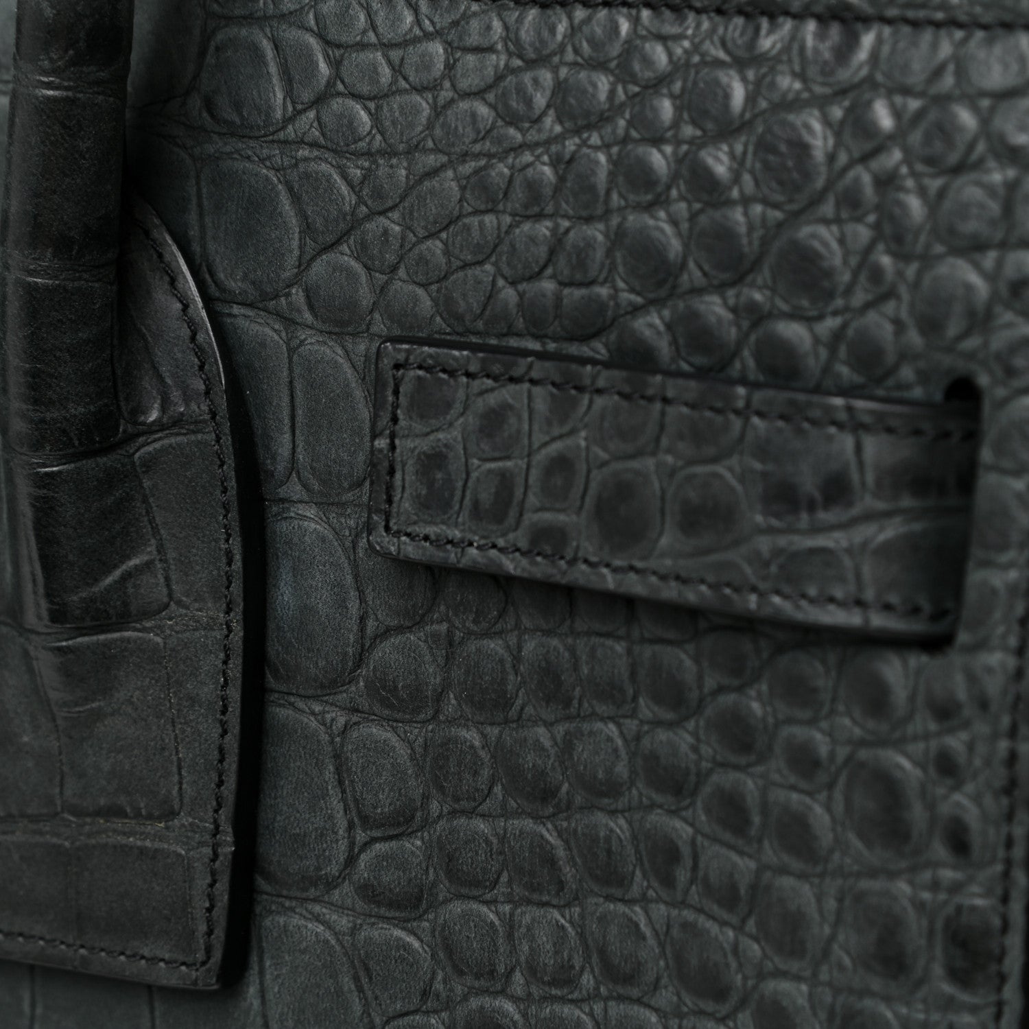 Saint Laurent Calfskin Crocodile Embossed Small Sac De Jour Dusty Black 13 of 18