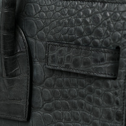 Saint Laurent Calfskin Crocodile Embossed Small Sac De Jour Dusty Black 13 of 18