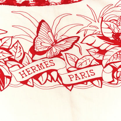 Hermes Cashmere Silk Jungle Love Tattoo Shawl 140 White Rouge 2 of 5