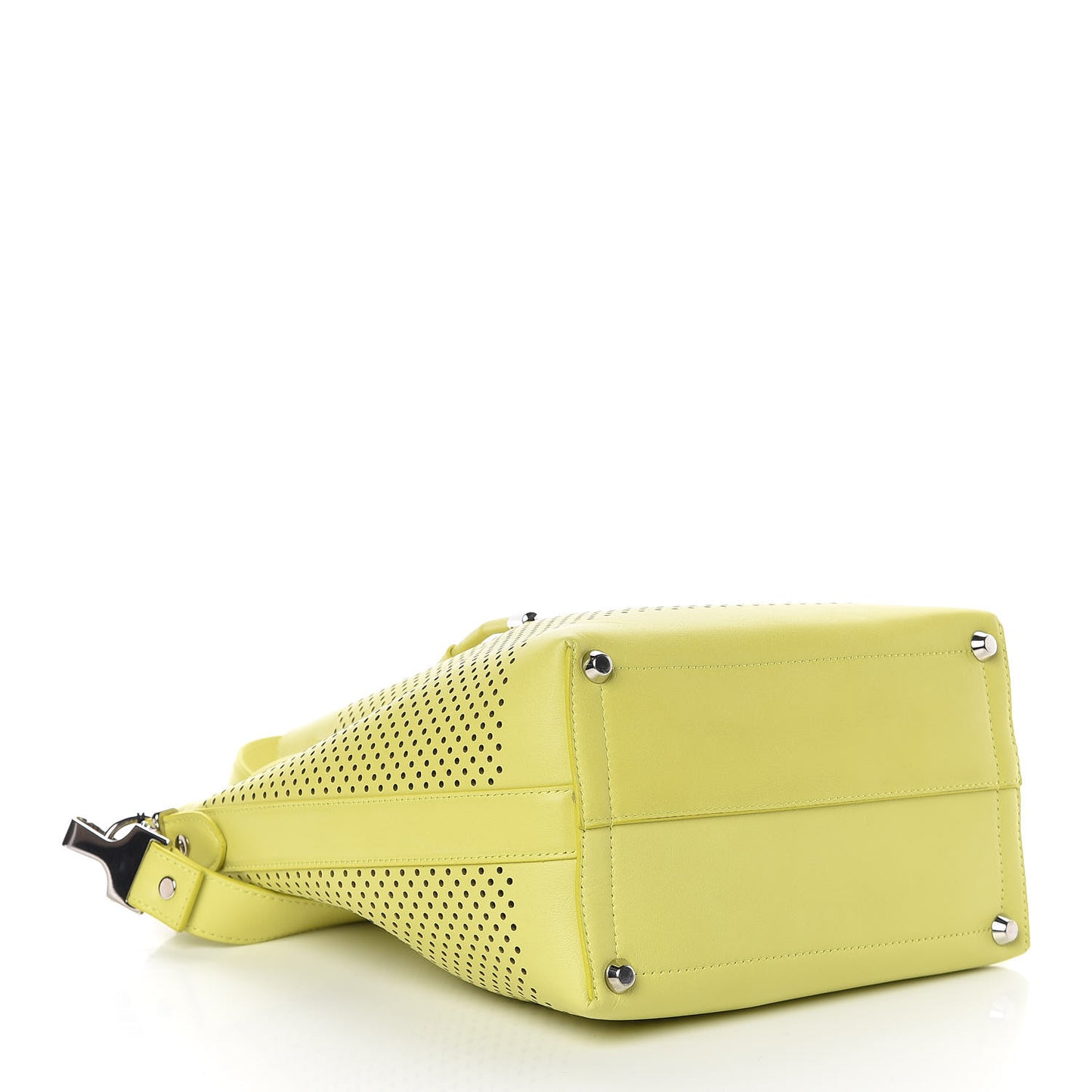 Calfskin Perforated Medium Bucket Bag Sulphur