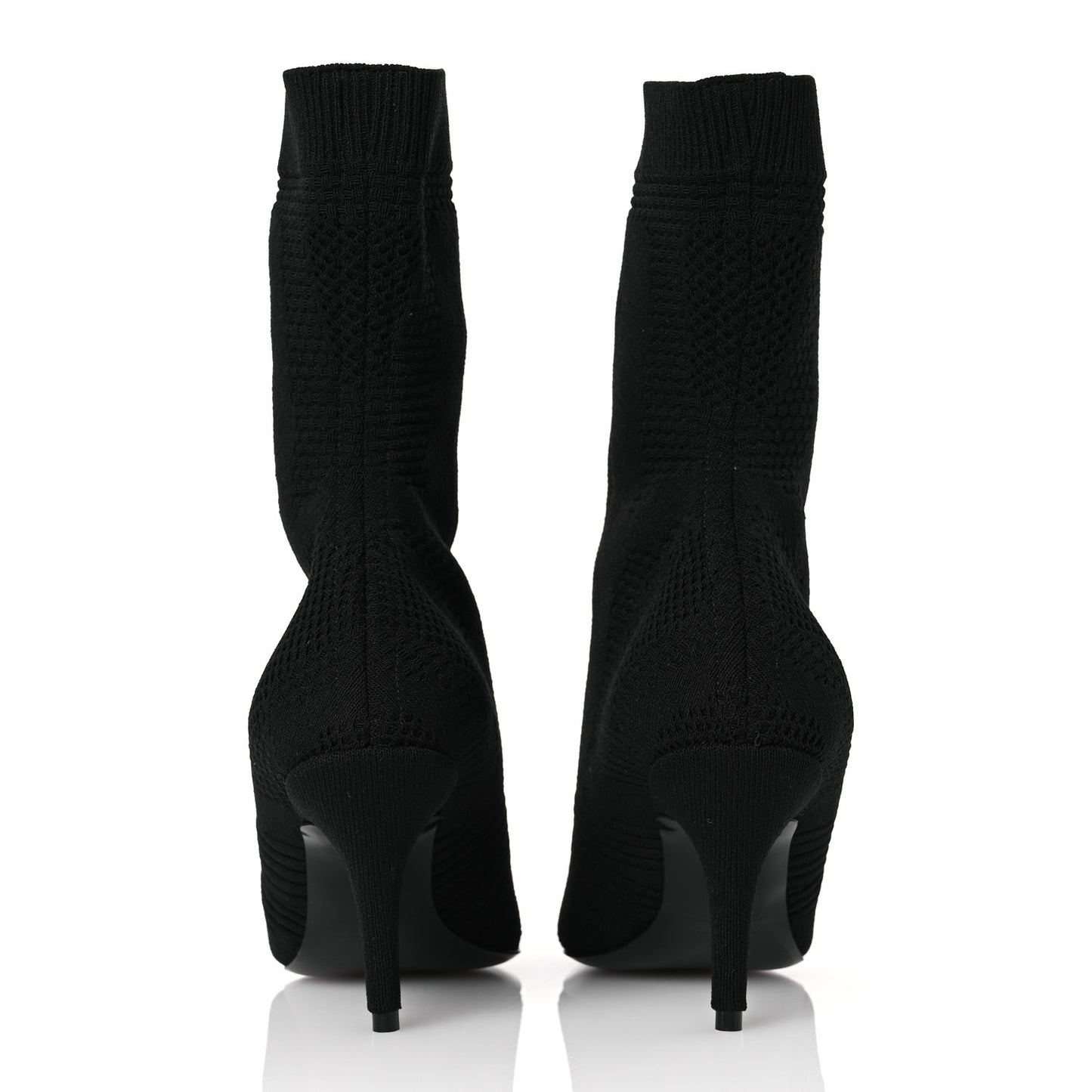 Textured Recycled Knit Logo Extreme Pointed Toe Knife 2.0 Booties 36 Black