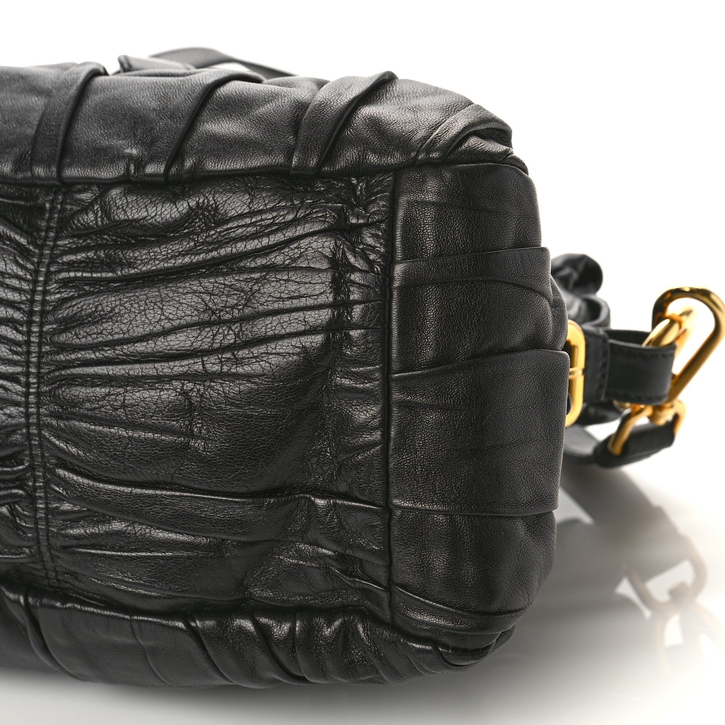 Nappa Gaufre Buckle Satchel Black