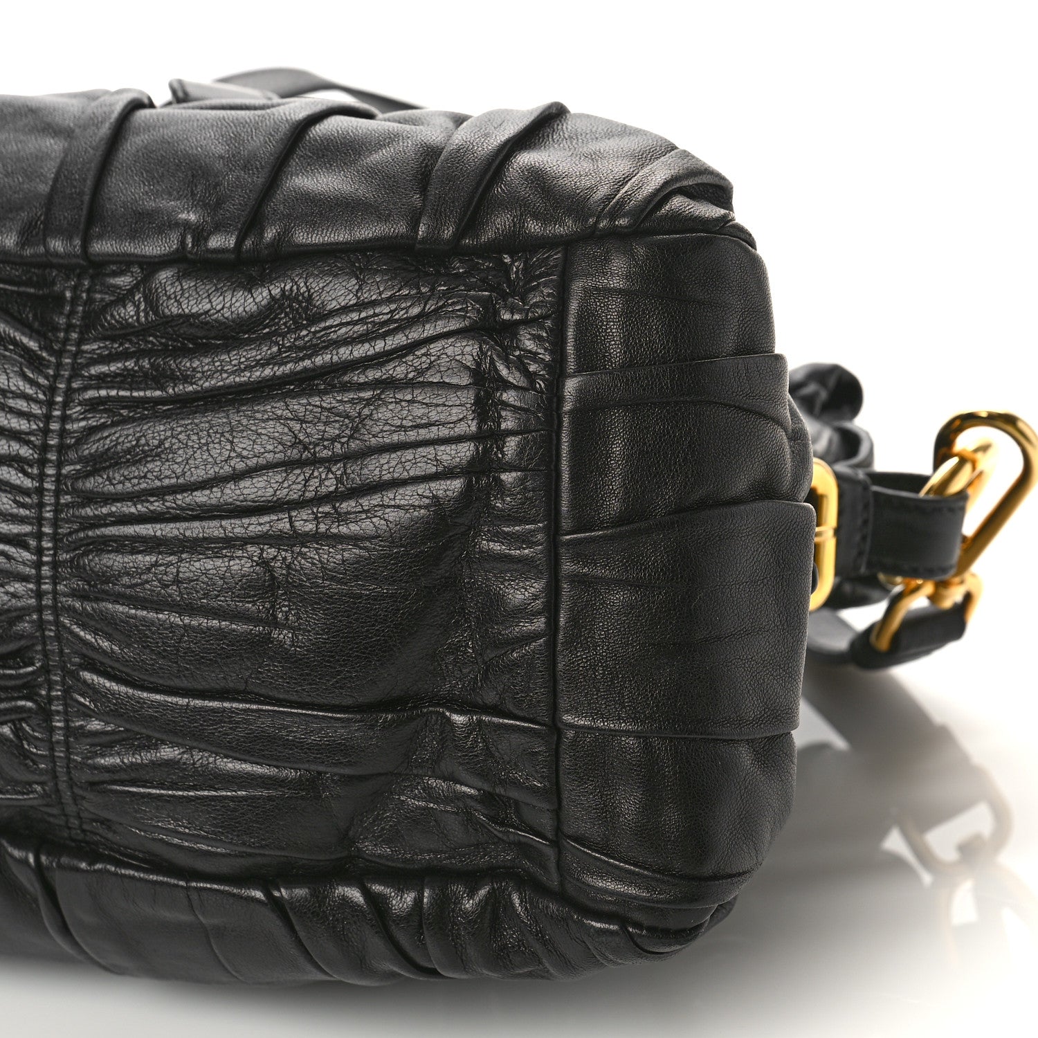 Prada Nappa Gaufre Buckle Satchel Black 8 of 10