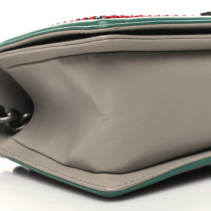 Chanel Lambskin Quilted Medium Top Handle Boy Flap Grey Green Red 9 of 10