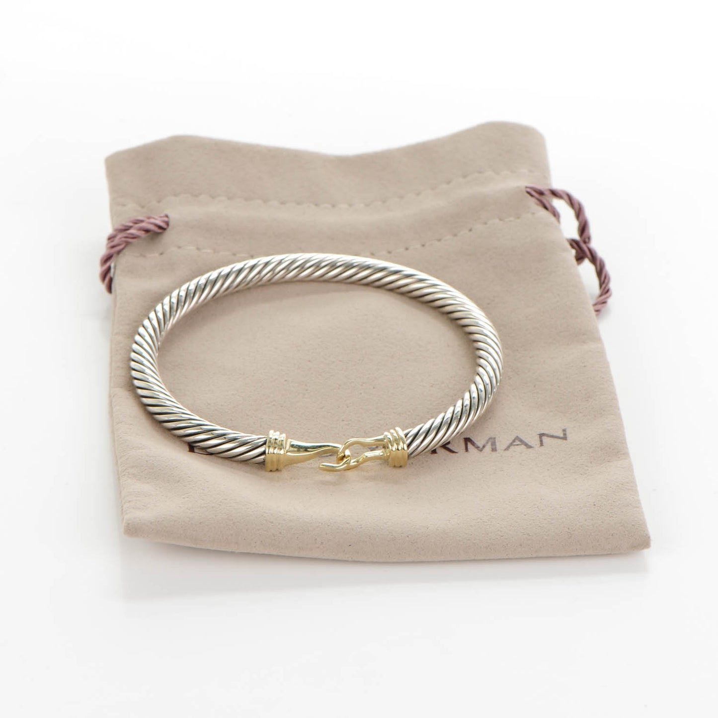 Sterling Silver 14K Yellow Gold 5mm Cable Classic Buckle Bracelet