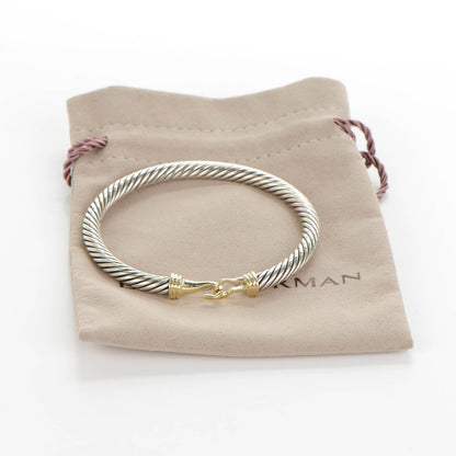David Yurman Sterling Silver 14K Yellow Gold 5mm Cable Classic Buckle Bracelet 6 of 6