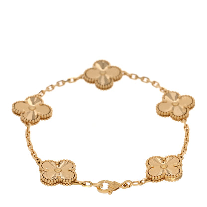 Van Cleef & Arpels 18K Yellow Gold 5 Motifs Guilloche Vintage Alhambra Bracelet 3 of 5