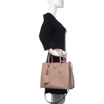 Prada Saffiano Cuir Small Double Bag Cammeo Rosa 3 of 13