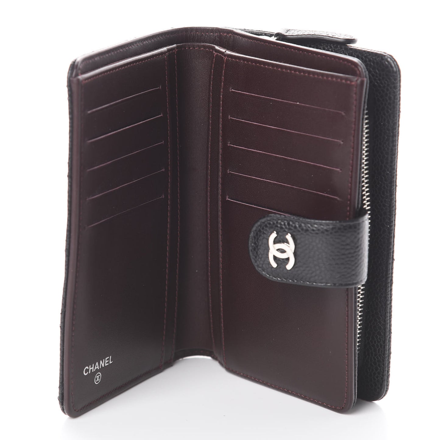 Caviar Quilted Zipped Pocket Wallet Black