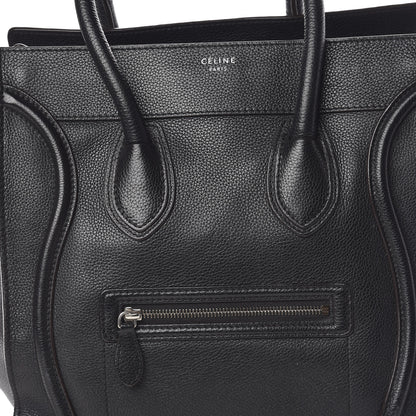 Celine Drummed Calfskin Mini Luggage Black 10 of 10