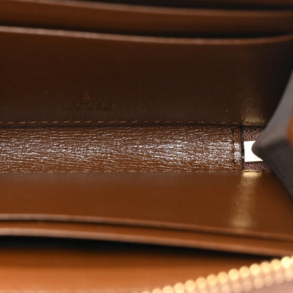 Gucci GG Supreme Monogram Azalea Calfskin Horsebit 1955 Zip Around ID Card Case Wallet Beige Ebony Brown Sugar 5 of 10