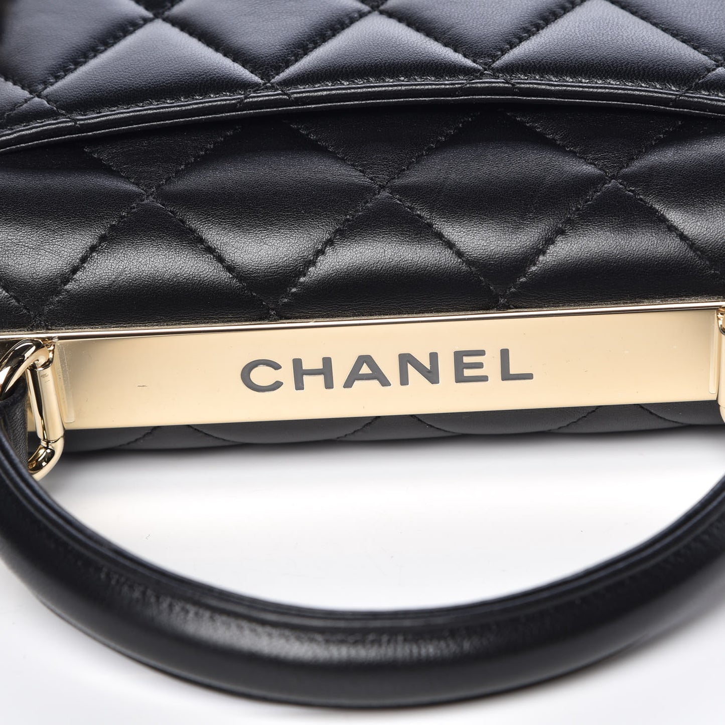 Lambskin Quilted Small Trendy CC Dual Handle Flap Bag Black