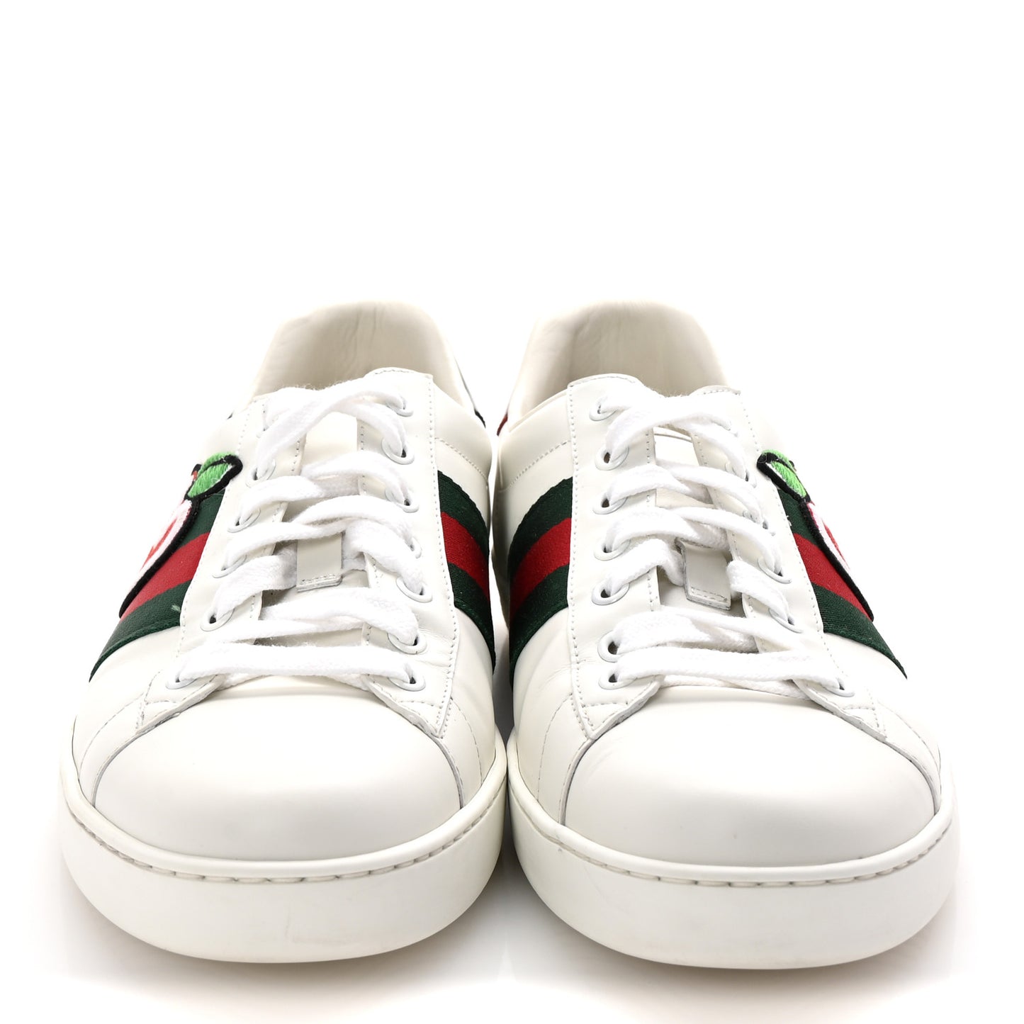 Calfskin Web GG Apple Embroidered Ace Sneakers 9.5 White