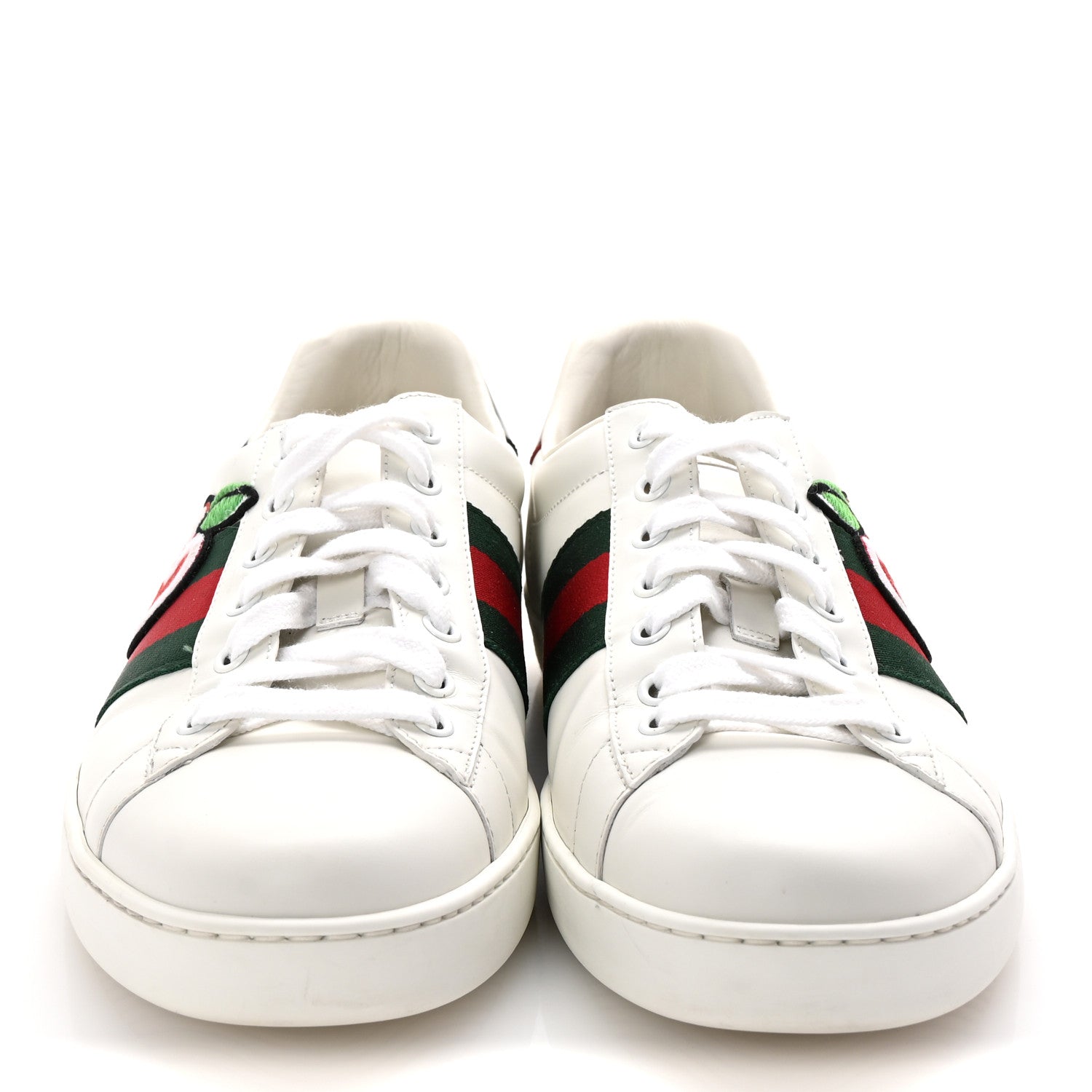 Gucci Calfskin Web GG Apple Embroidered Ace Sneakers 9.5 White 3 of 10