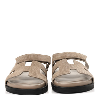 Hermes Suede Goatskin Chaine d'Ancre Womens Chypre Sandals 36 Beige Sable 2 of 9