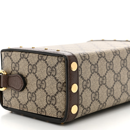 Gucci GG Supreme Monogram Textured Dollar Calfskin Mini Trunk Shoulder Bag Beige Ebony New Acero 9 of 12