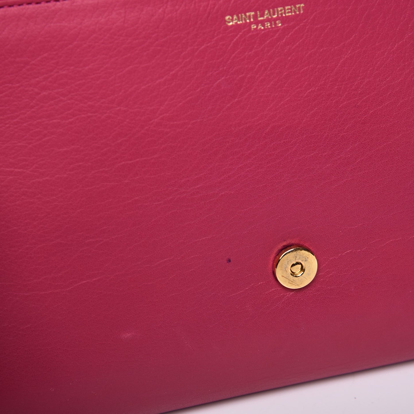 Calfskin Classic Y Ligne Clutch Fuchsia