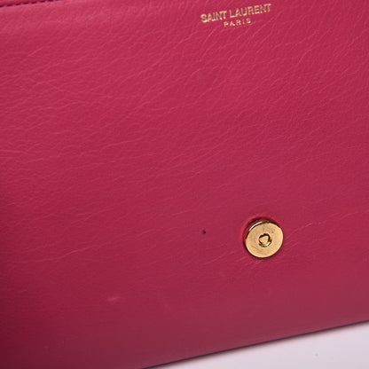 Saint Laurent Calfskin Classic Y Ligne Clutch Fuchsia 8 of 10