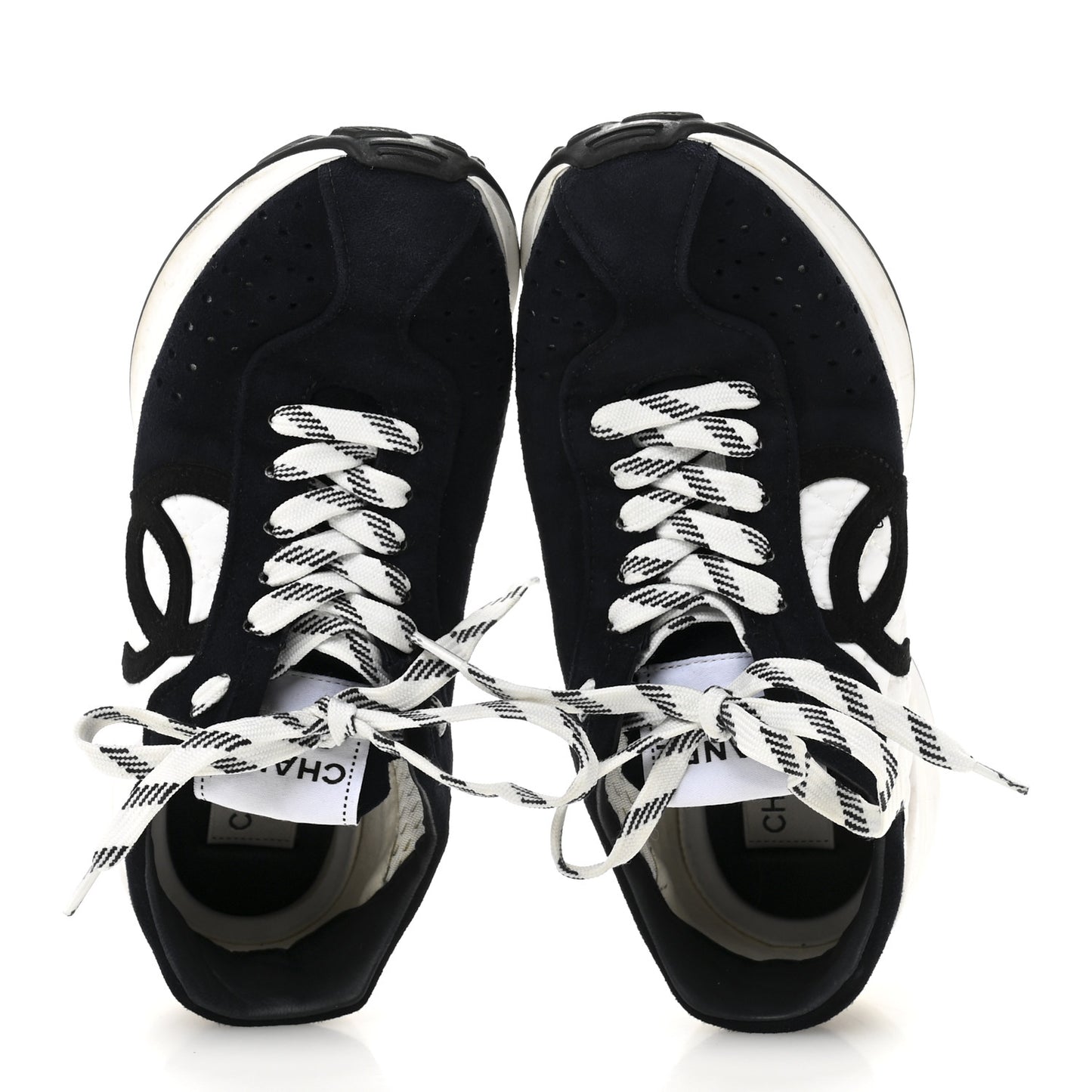 Fabric Suede Kidskin CC Sneakers 37.5 Dark Navy White