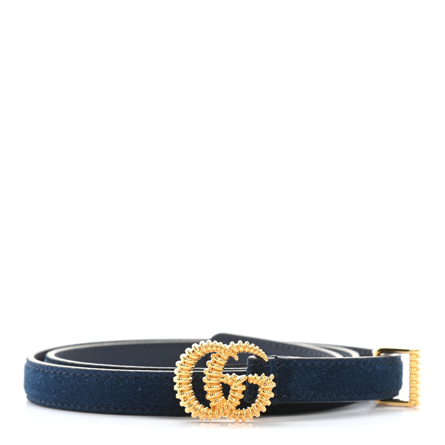 Suede Calfskin Torchon Double G 15mm Belt 75 30 Blue Agata