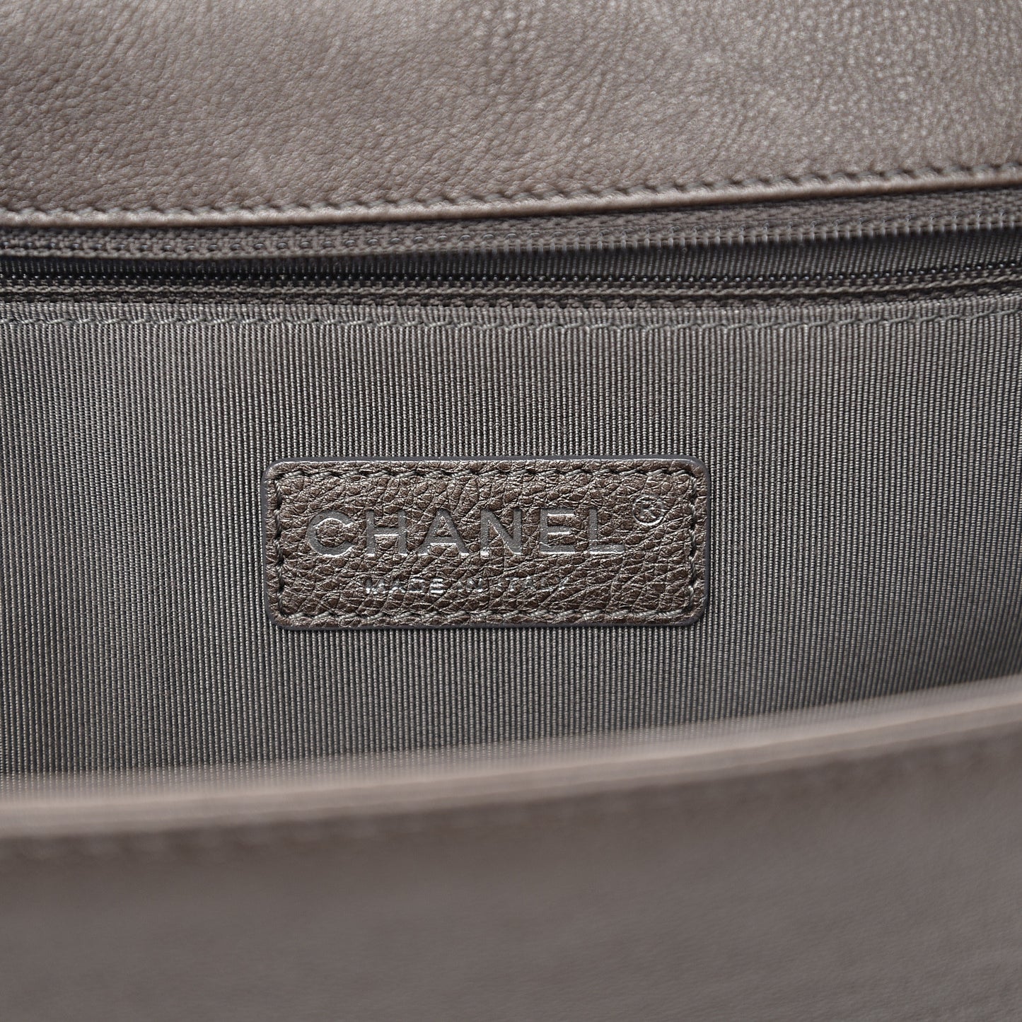 Calfskin Quilted Large Boy Flap Grey