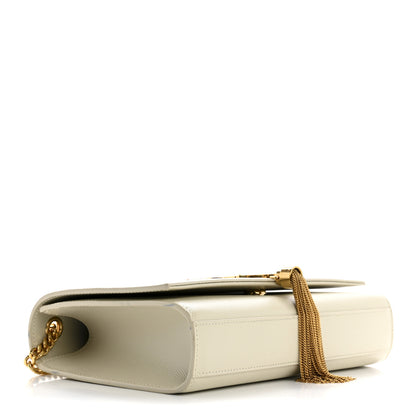 Saint Laurent Grain De Poudre Calfskin Medium Classic Monogram Kate Tassel Satchel Crema Soft 4 of 12