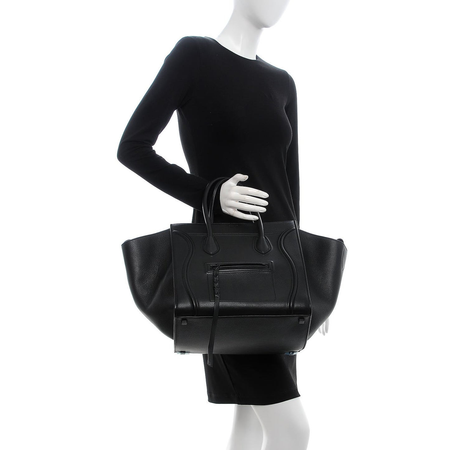 Grained Calfskin Medium Phantom Luggage Black