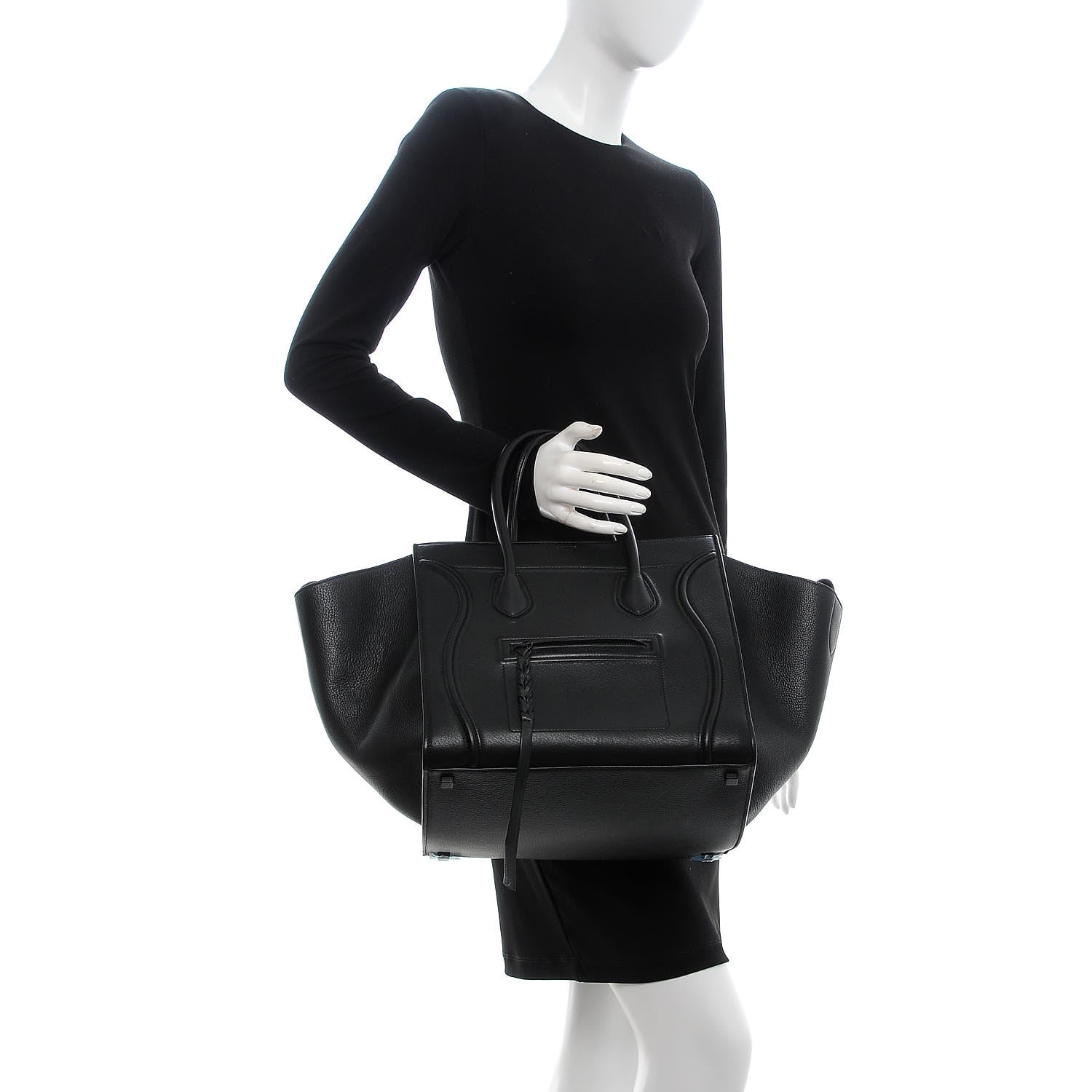 Celine Grained Calfskin Medium Phantom Luggage Black 2 of 11
