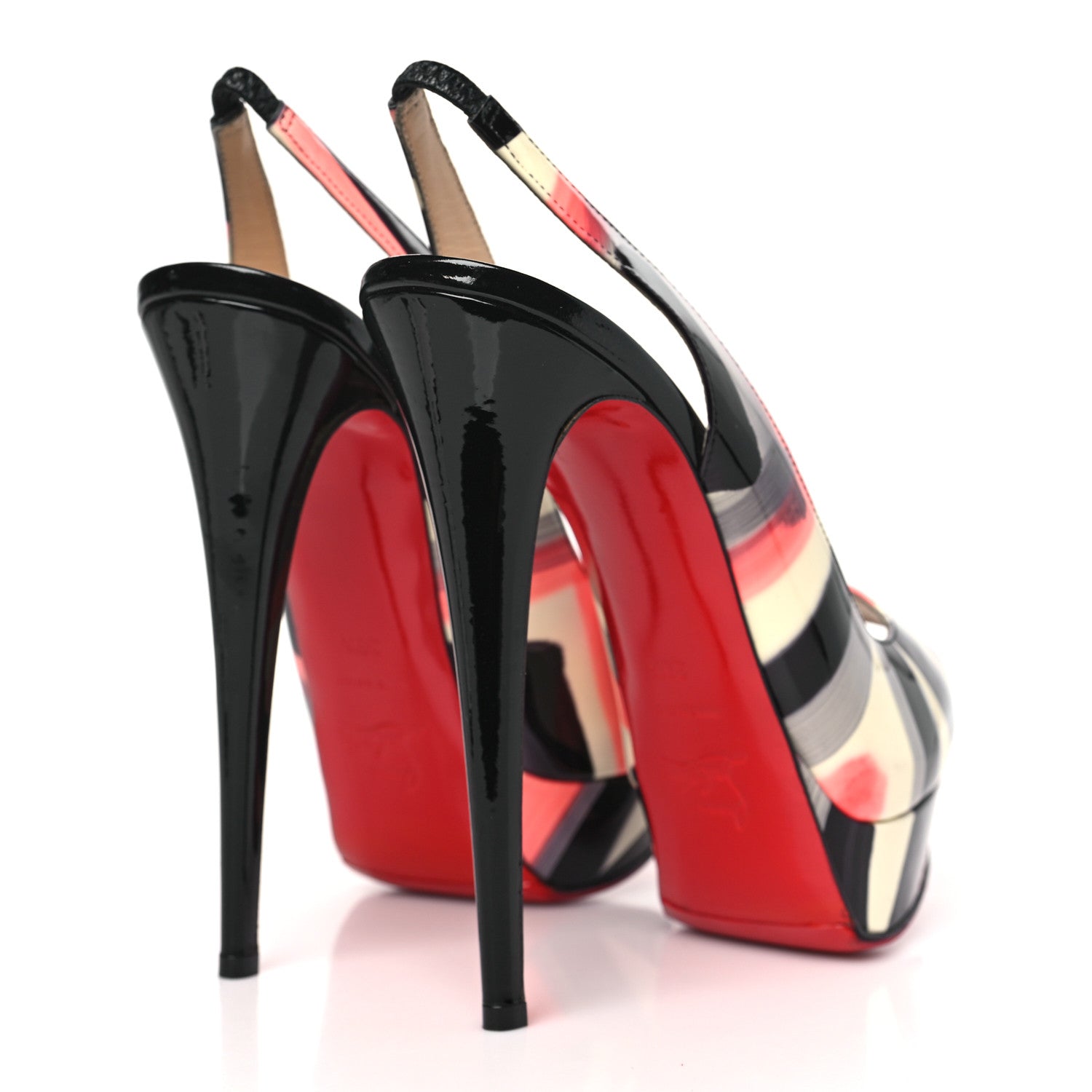 Christian Louboutin Patent Graffiti Lady Peep Toe Slingback 150 Pumps 39.5 Multicolor 4 of 9