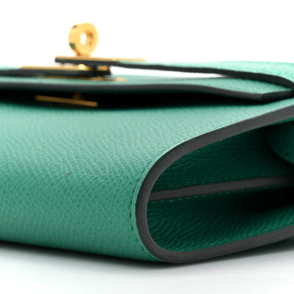 Hermes Epsom Shiny Alligator Touch Kelly Wallet To Go Vert Jade 10 of 11