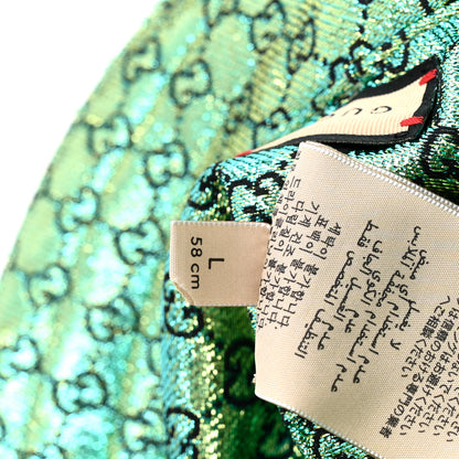 Gucci Canvas Lame GG Monogram Reversible Bucket Hat L Green 15 of 15