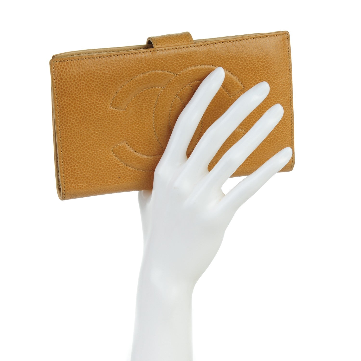 Chanel Caviar Timeless CC French Wallet Beige 2 of 7