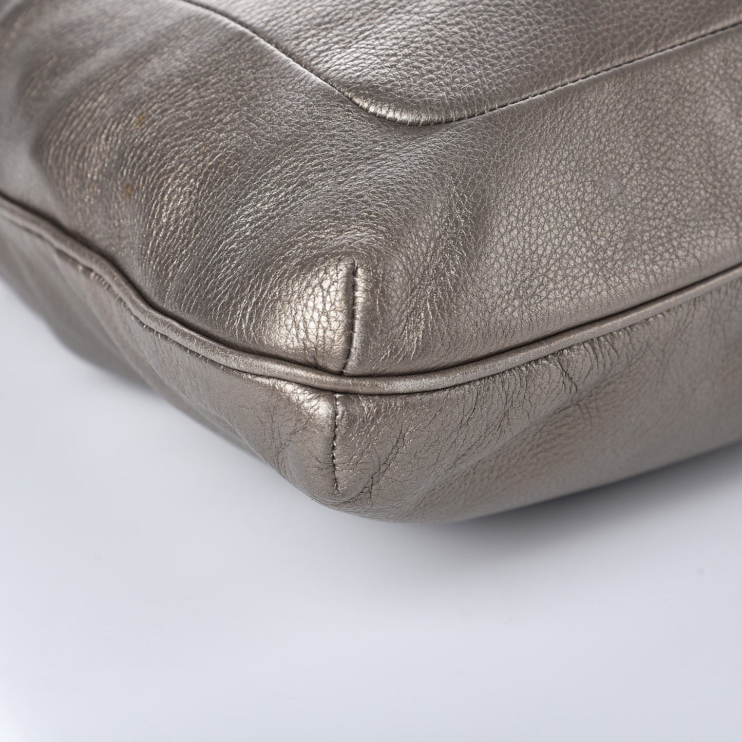 MARC BY Calfskin Metallic Tote Silver
