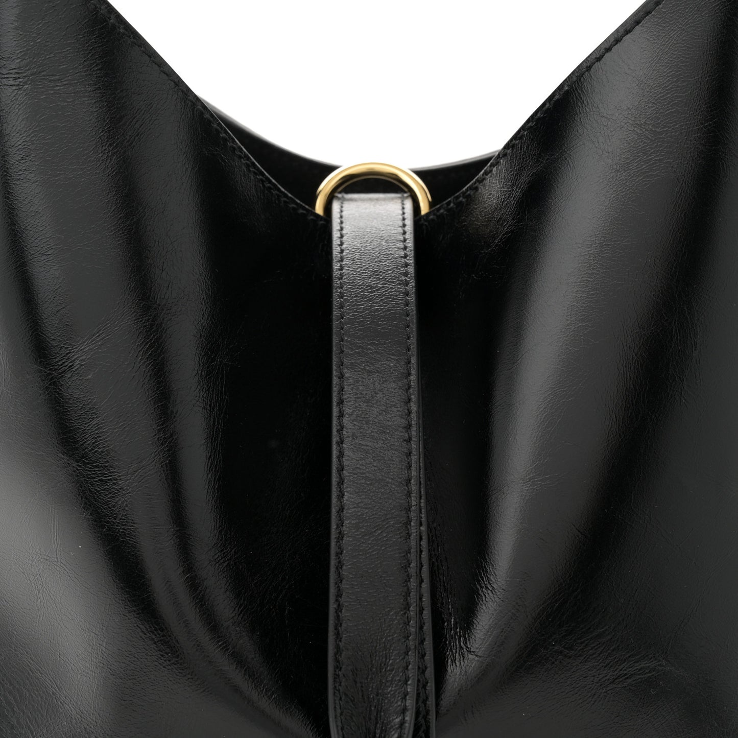 Shiny Calfskin Small Marcie Hobo Bag Black