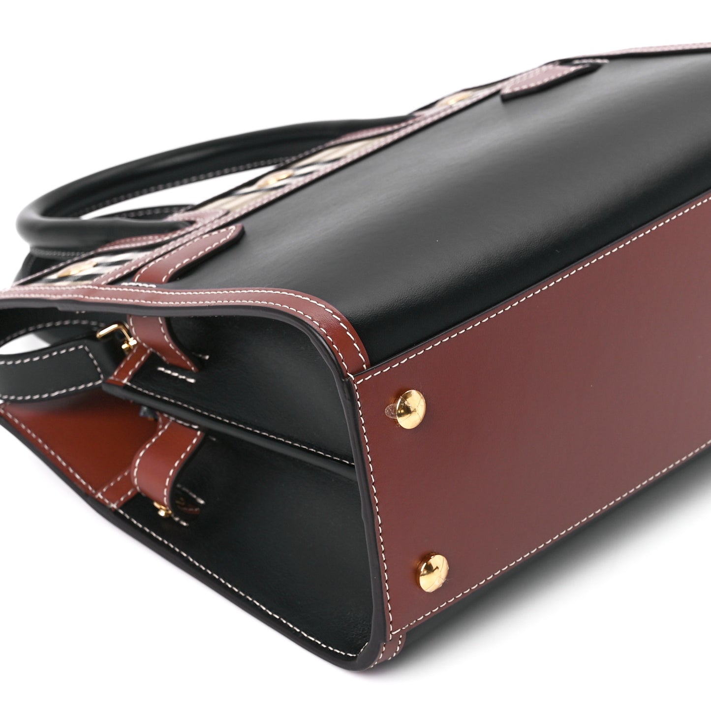 Calfskin Vintage Check Mini Two Handle Title Bag Black