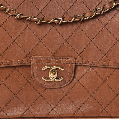 Chanel Calfskin Stitched Large Vintage Flap Brown 12 of 13