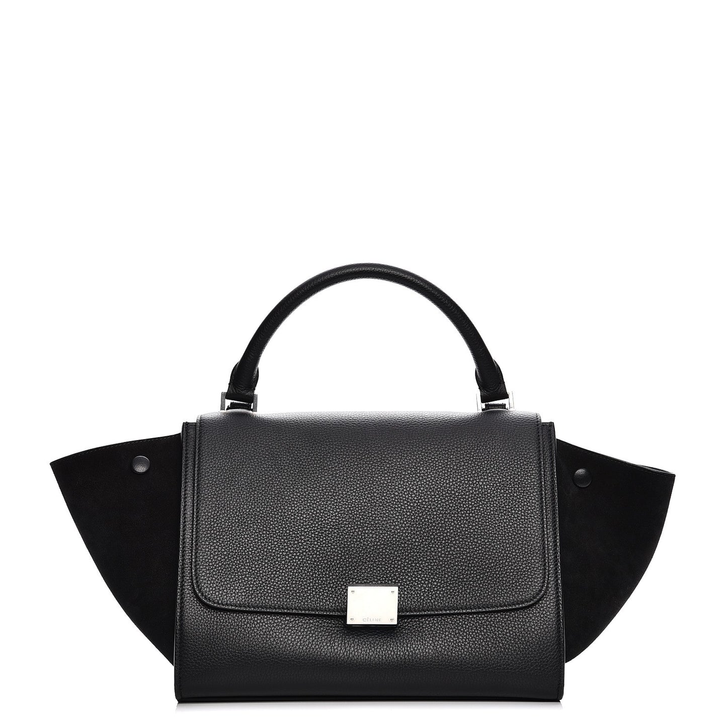 Drummed Calfskin Suede Small Trapeze Black
