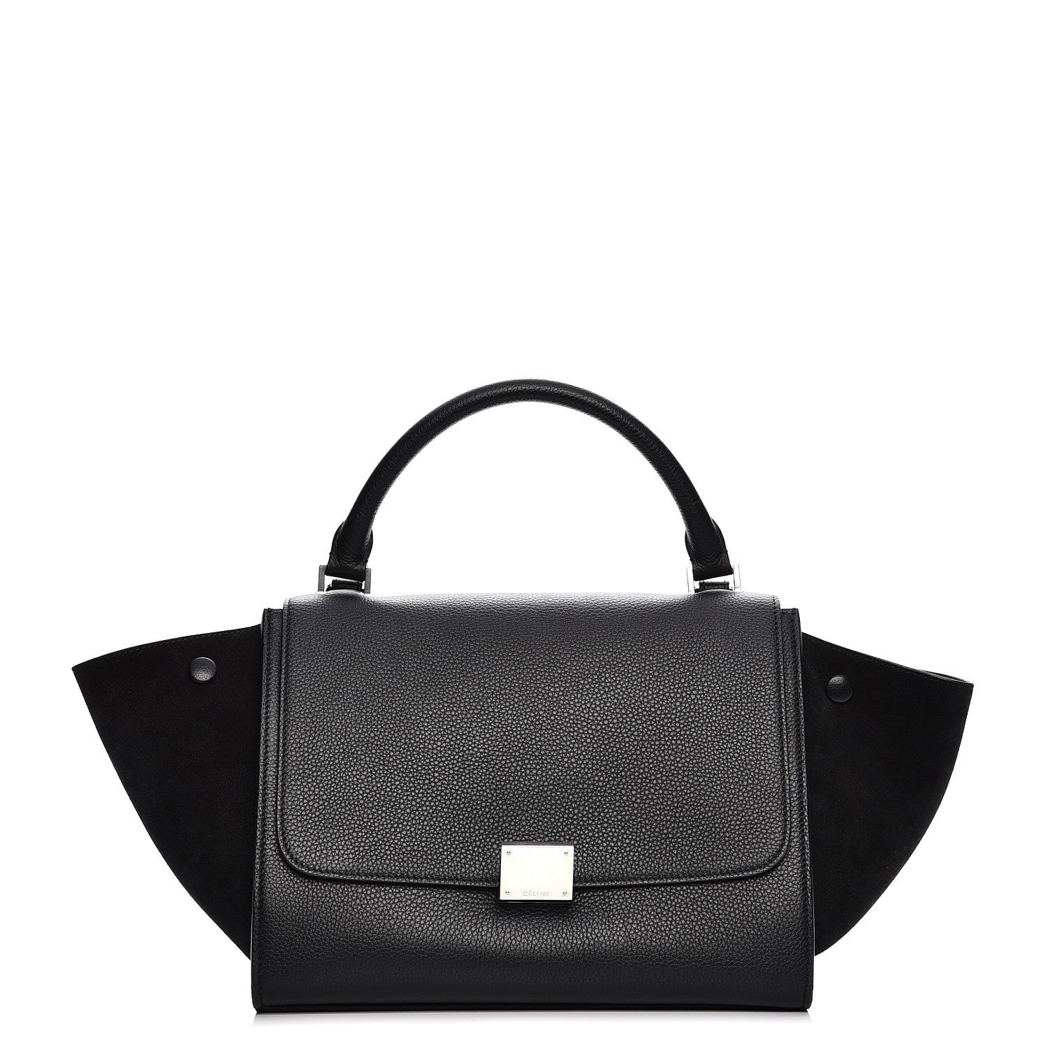 Celine Drummed Calfskin Suede Small Trapeze Black 1 of 8