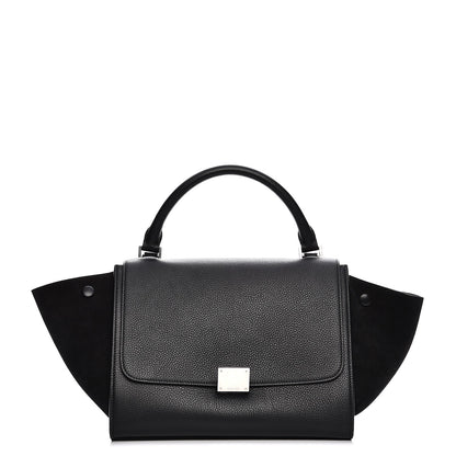 Celine Drummed Calfskin Suede Small Trapeze Black 1 of 8