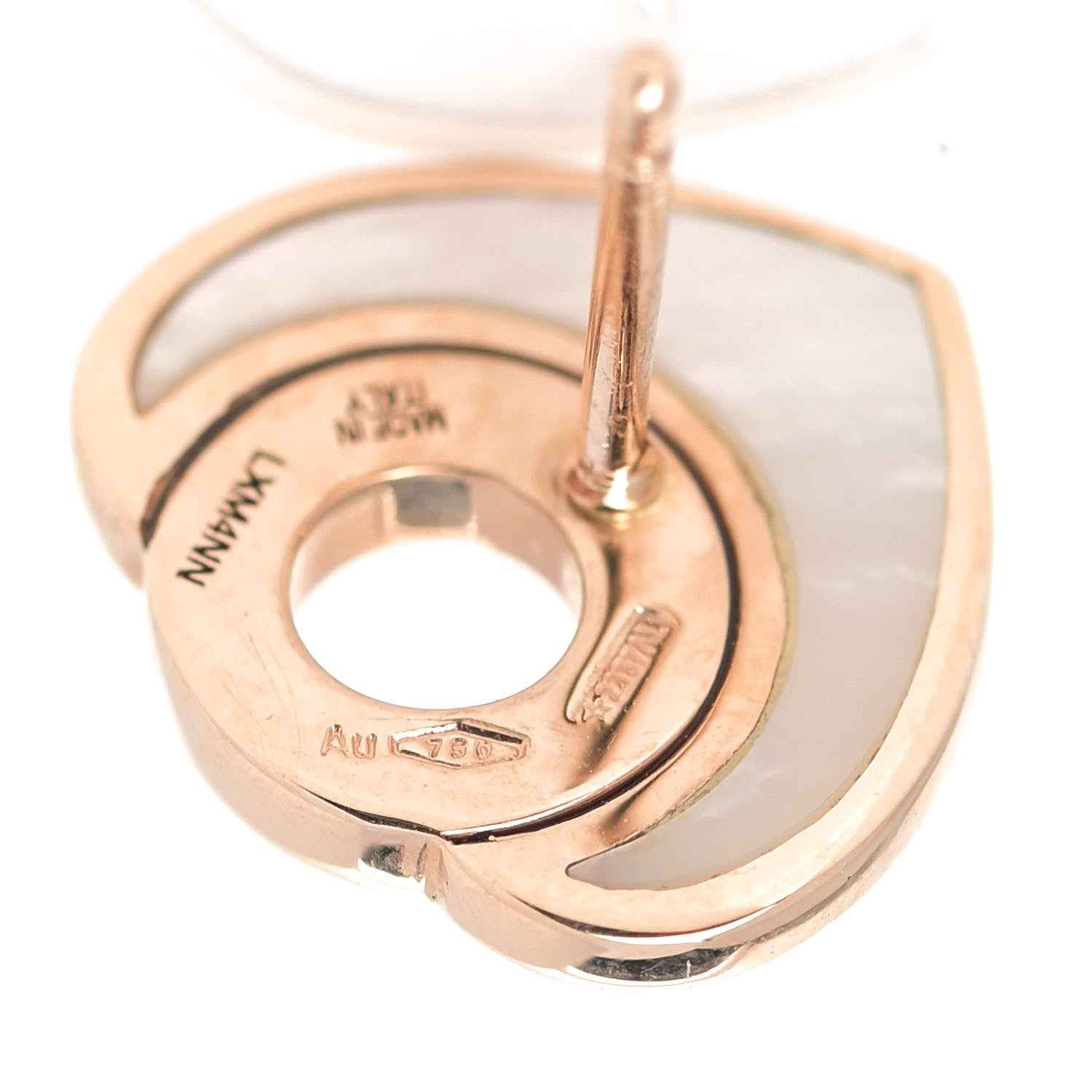Bulgari 18K Rose Gold Mother of Pearl BVLGARI BVLGARI Cuore Stud Earrings 3 of 7