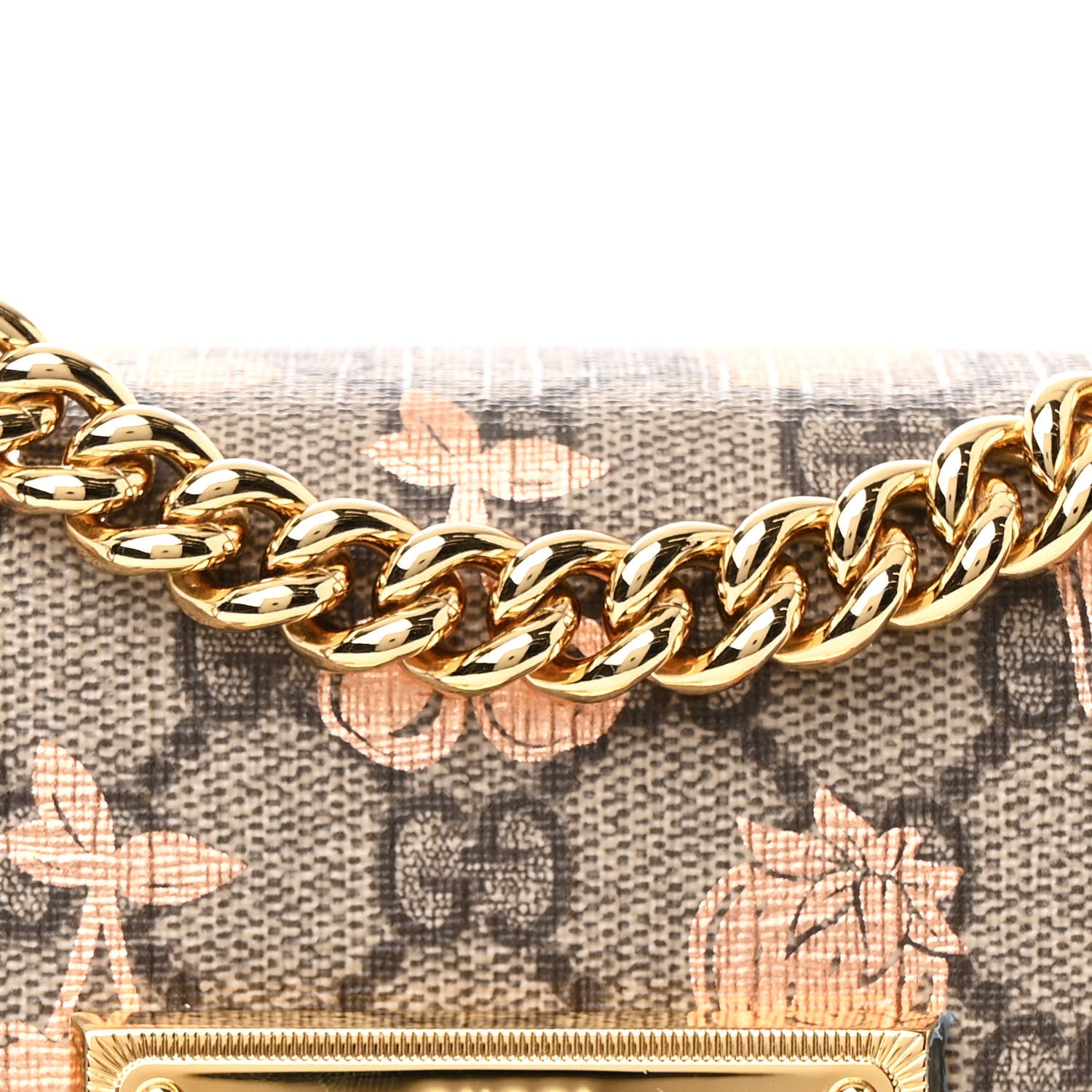 Gucci GG Supreme Monogram Berry Textured Dollar Calfskin Small Padlock Shoulder Bag Beige Ebony Light Copper Mystic White 8 of 11