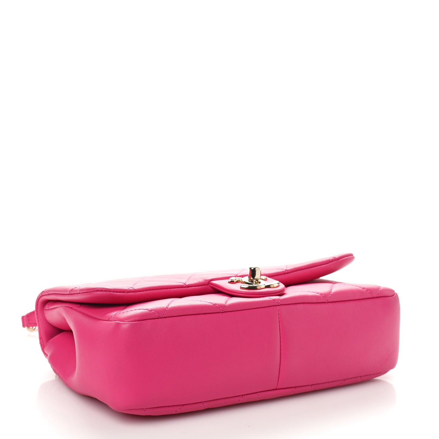Lambskin Quilted Resin Bi-Color Chain Flap Bag Pink