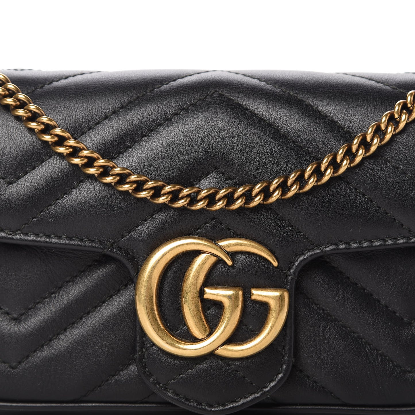 Calfskin Matelasse Super Mini GG Marmont Shoulder Bag Black