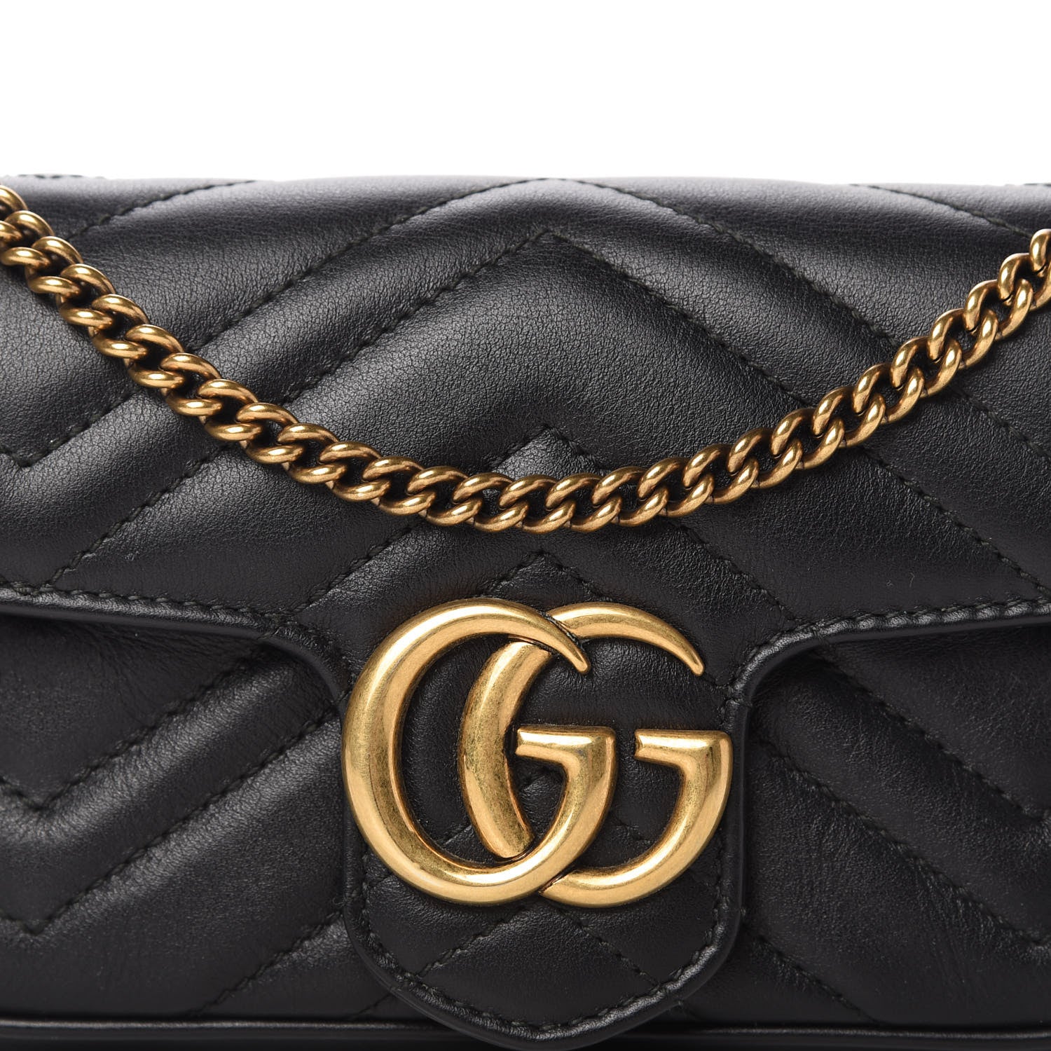 Gucci Calfskin Matelasse Super Mini GG Marmont Shoulder Bag Black 10 of 10