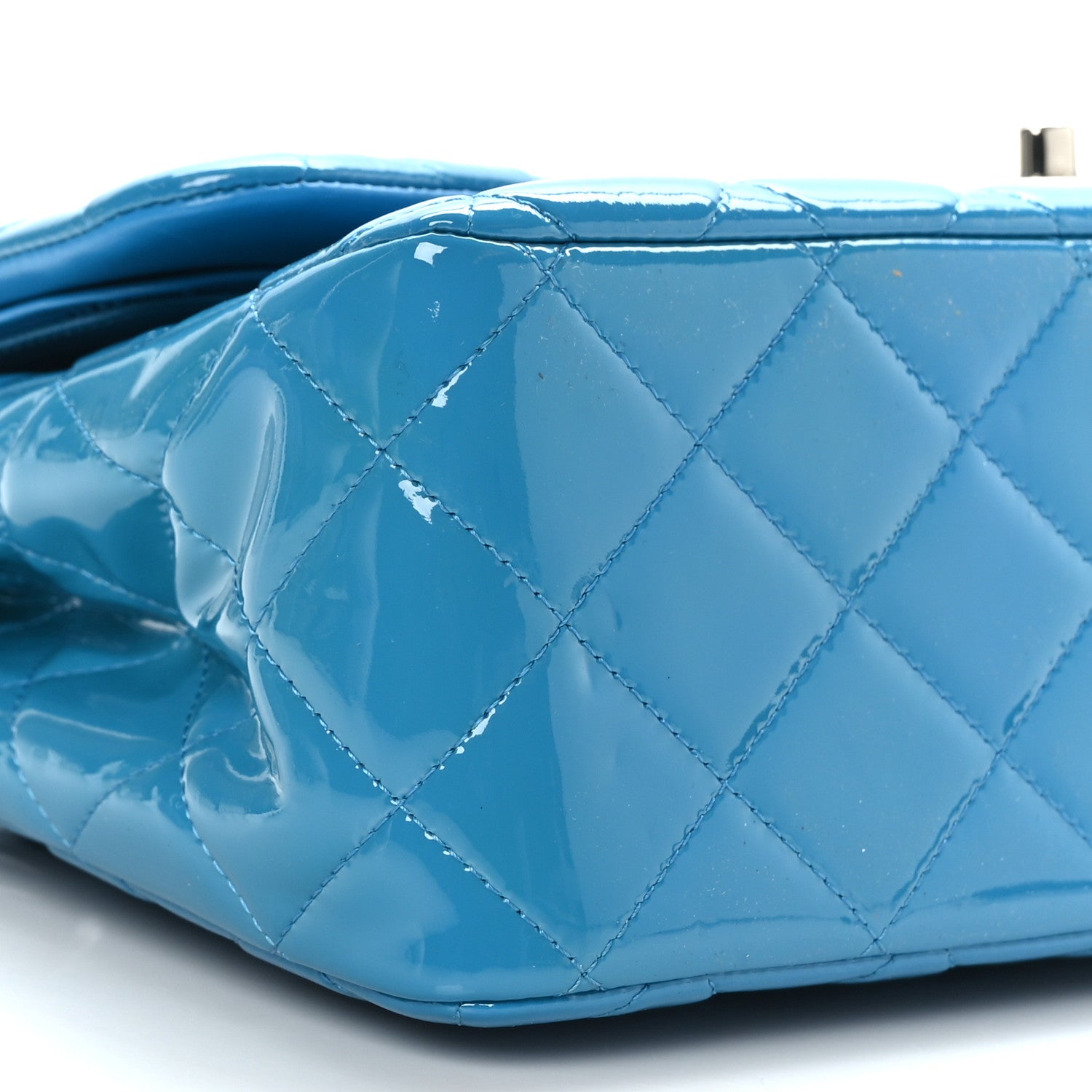 Chanel Patent Calfskin Quilted Jumbo Double Flap Turquoise 8 of 9