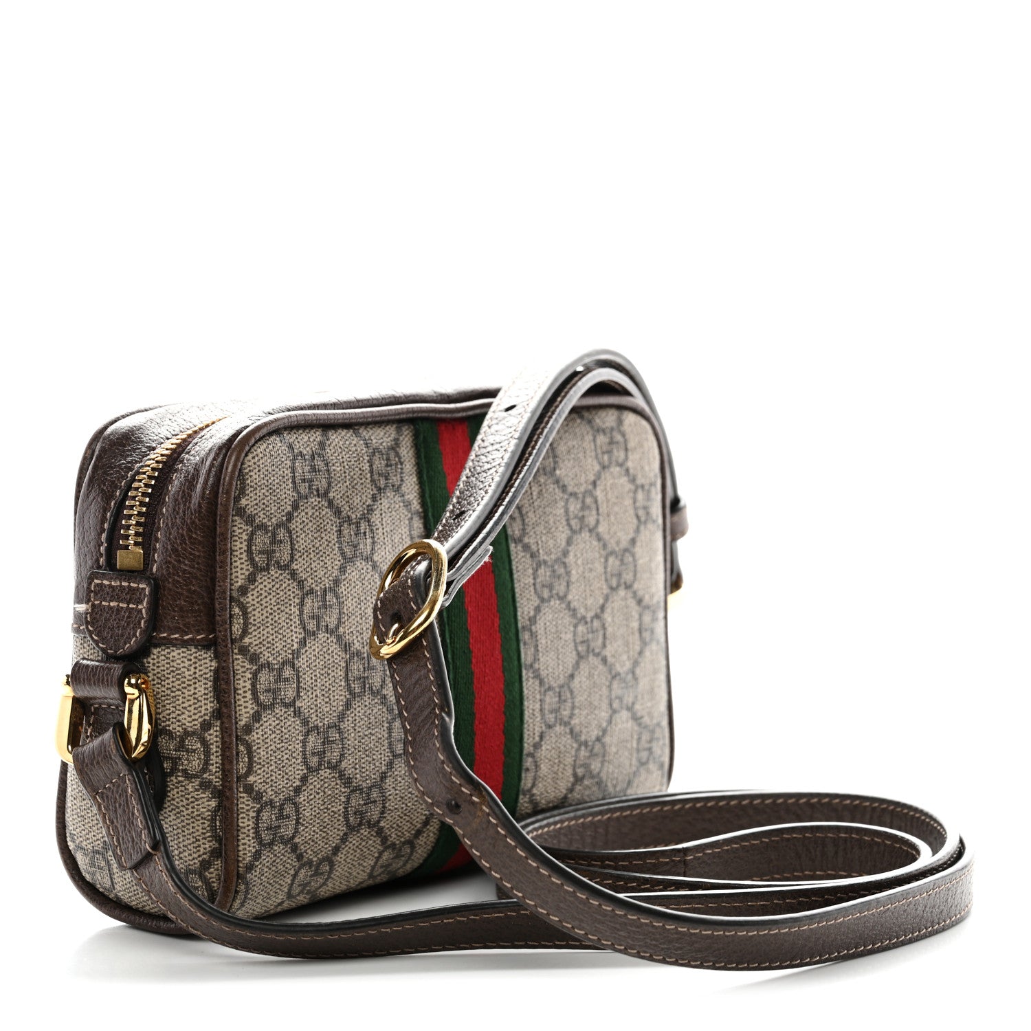 Gucci GG Supreme Monogram Web Mini Ophidia Shoulder Bag Brown 3 of 13